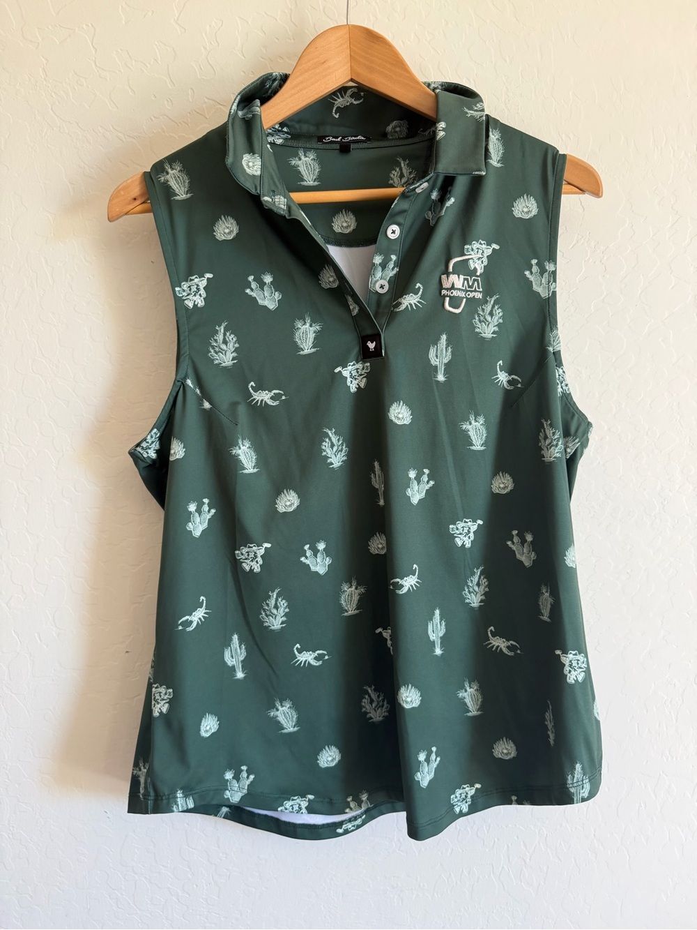 Bad Birdie WM Phoenix Open Forest Green Cactus Scorpion Sleeveless Golf Polo XL